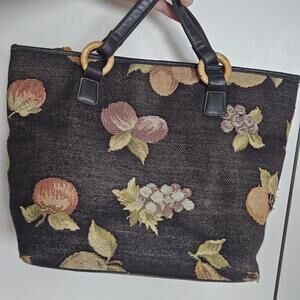 Black floral tapestry tote bag!
